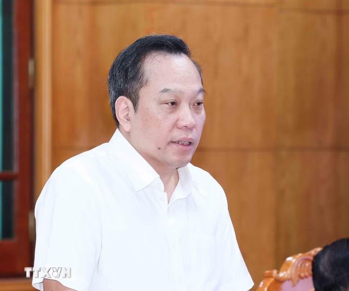 Đồng chí Đỗ Việt Hà, Phó Bí thư Đảng ủy các cơ quan Đảng Trung ương phát biểu tại hội nghị. (Ảnh: Phương Hoa/TTXVN)