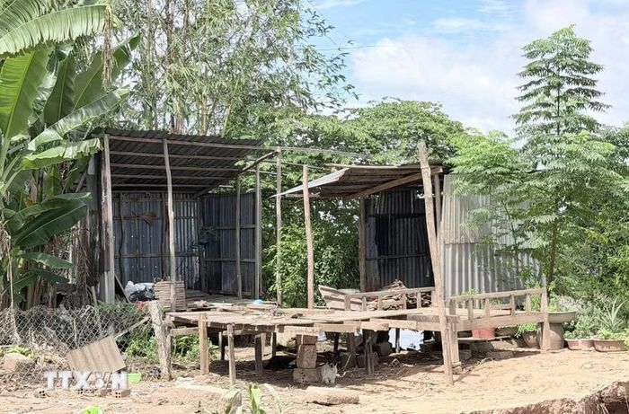 Chính quyền địa phương đã di dời các hộ dân nằm trong vùng sạt lở nguy hiểm đến nơi an toàn. (Ảnh: Thanh Sang/TTXVN)