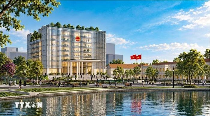 Phối cảnh trụ sở Ủy ban Nhân dân Thành phố Hà Nội sau khi được tái thiết. (Ảnh: TTXVN phát)