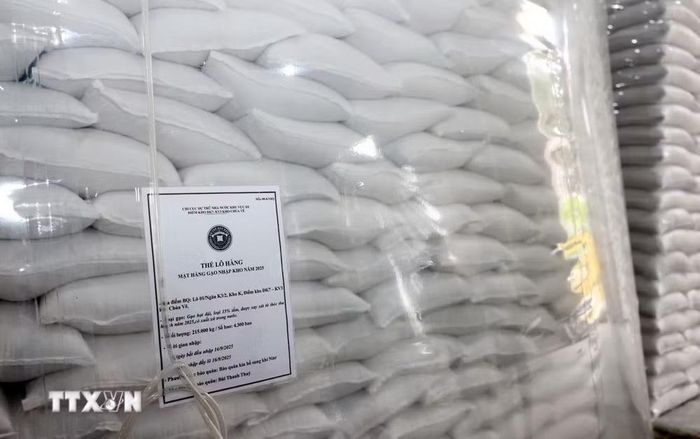Gạo là một mặt hàng dự trữ Quốc gia tại Điểm kho 7 thuộc Chi cục Dự trữ Nhà nước khu vực III. (Ảnh: Phạm Hậu/TTXVN)