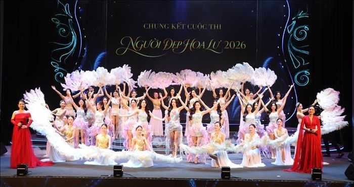 Top 20 thí sinh tham gia chung kết cuộc thi “Người đẹp Hoa Lư” năm 2026. Ảnh: Thùy Dung/TTXVN