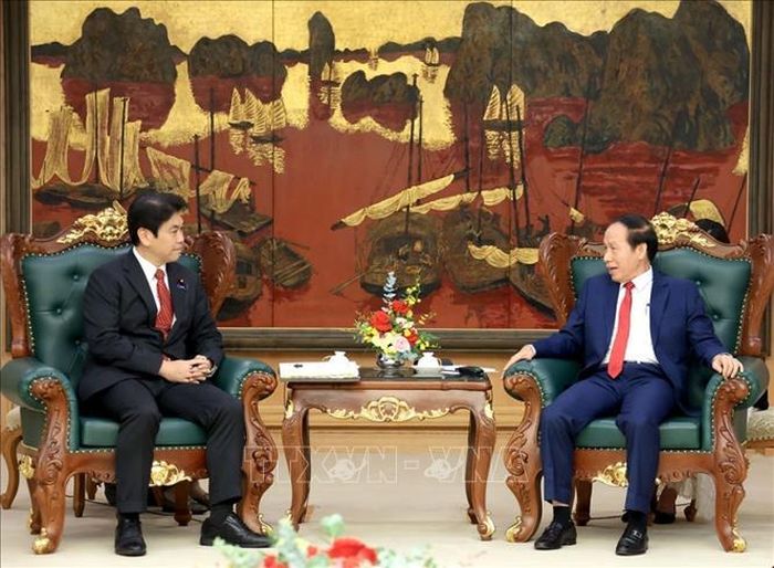 Phó Thủ tướng Lê Tiến Châu tiếp ngài Matsumoto Yohei, Bộ trưởng Giáo dục, Văn hóa, Thể thao, Khoa học và Công nghệ Nhật Bản. Ảnh: Tuấn Anh/TTXVN