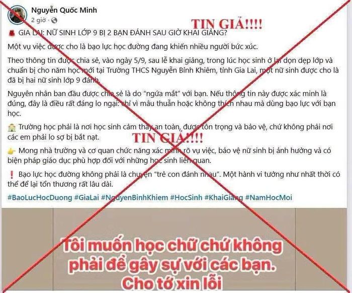 Tài khoản Facebook "Nguyễn Quốc Minh" đã chia sẻ thông tin sai sự thật