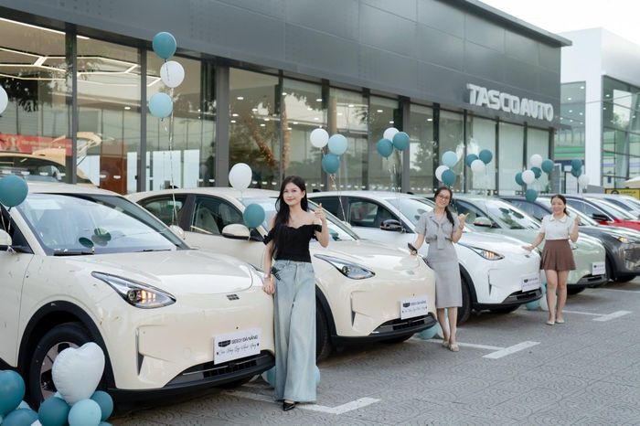 Loạt khách hàng nhận bàn giao xe Geely EX2 tại Đà Nẵng. Ảnh: DNCC