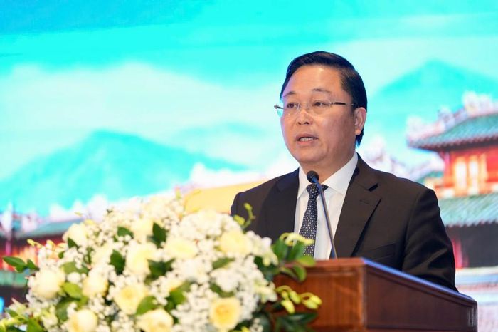 Chủ tịch UBND thành phố Lê Trí Thanh phát biểu tại hội nghị. Ảnh: UBND TP Huế