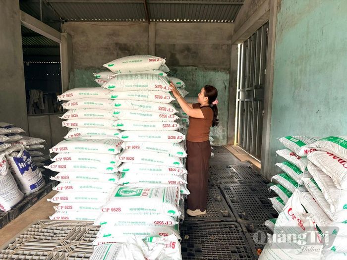 Mô hình kinh doanh thức ăn chăn nuôi của chị Trần Thị Liên, ở thôn Lan Đình, xã Gio Linh - Ảnh: P.K
