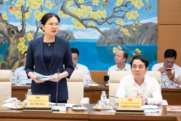 Phó Chủ tịch kiêm Tổng Thư ký Ủy ban Trung ương Mặt trận Tổ quốc Việt Nam Hà Thị Nga - Thành viên Ban Chỉ đạo phát biểu