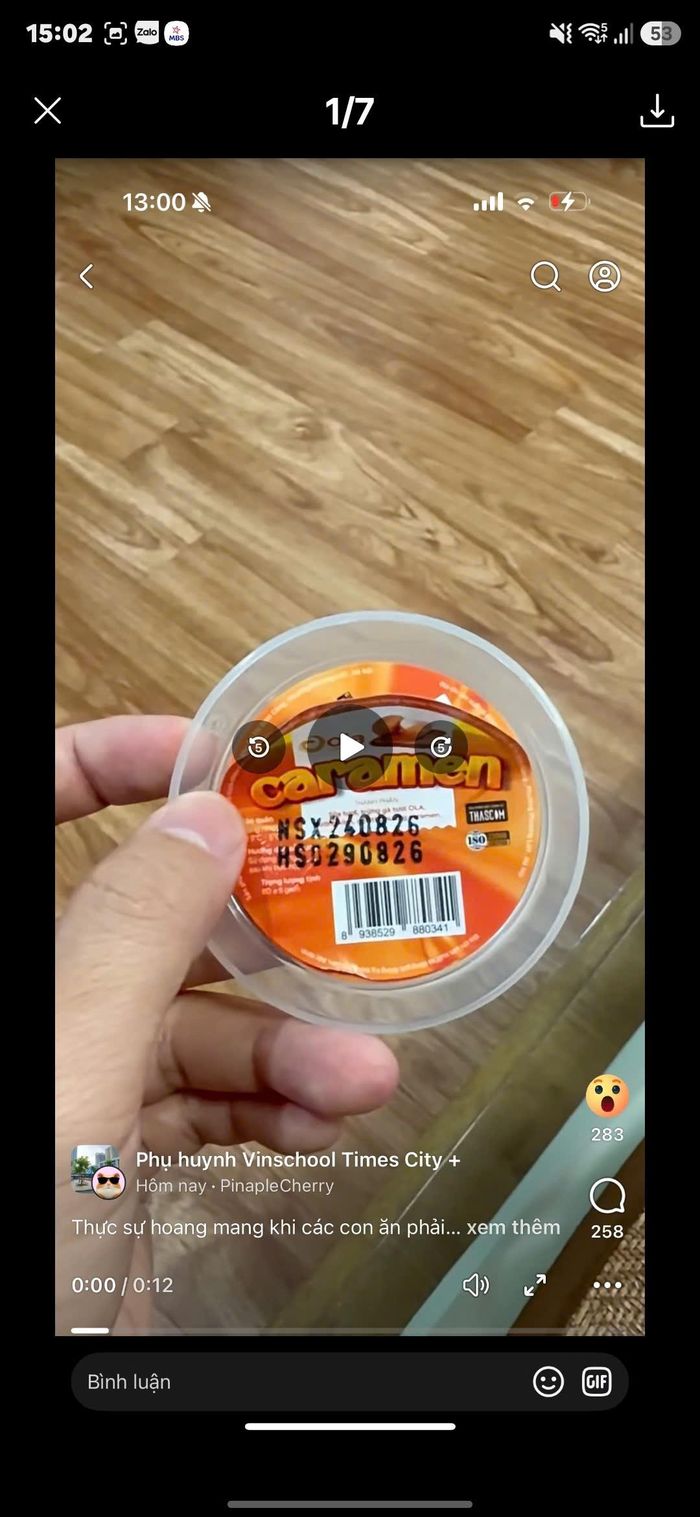 Thông tin sản phẩm caramen hai lớp tem hạn sử dụng được cộng đồng phụ huynh của Vinschool bàn luận xôn xao.