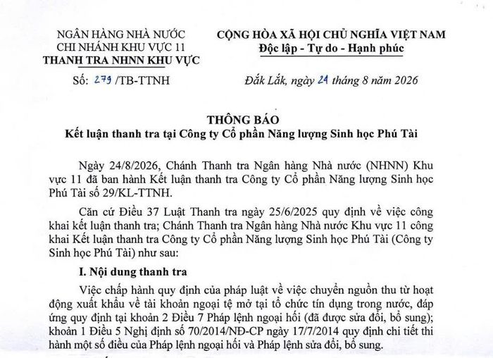 Thanh tra nêu tồn tại trong thu ngoại tệ của Sinh học Phú Tài.