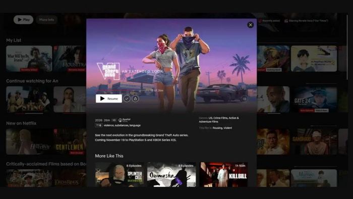 Bản xem trước của GTA VI trên Netflix đạt 31,1 triệu lượt xem chỉ sau bốn ngày. Ảnh: Netflix.
