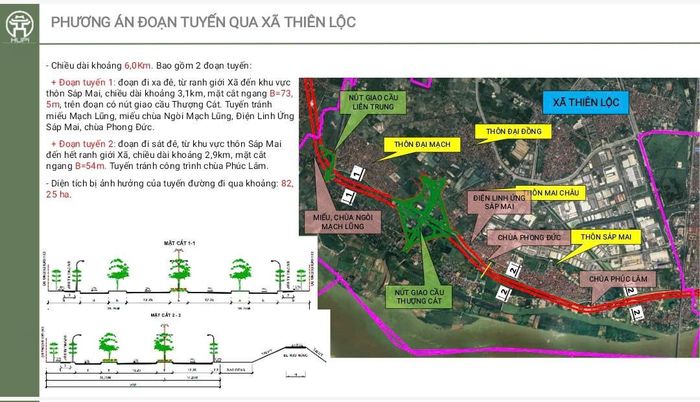 Phương án đoạn tuyến qua xã Thiên Lộc. Ảnh Hy Ninh