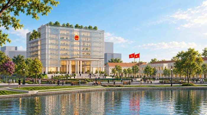 Dự kiến phối cảnh tòa nhà trụ sở HĐND-UBND TP Hà Nội cao 9 tầng.