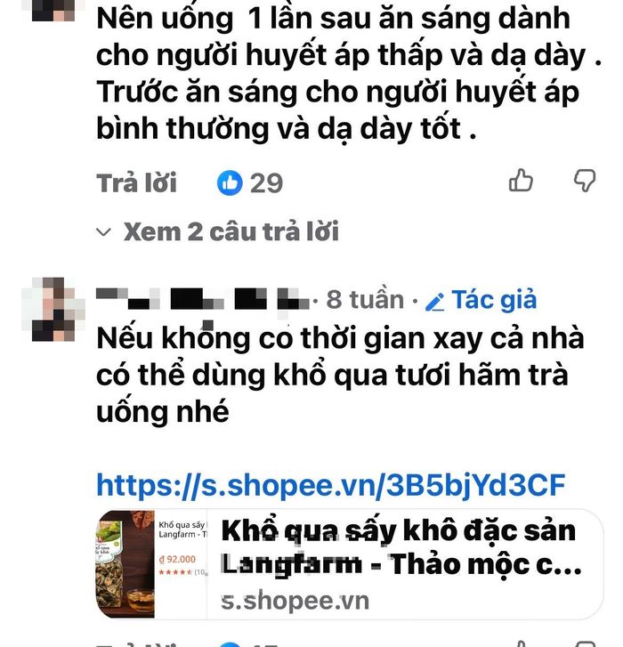 Nội dung đưa ra hàng loạt lợi ích sức khỏe nhưng cuối cùng đều dẫn người xem tới một sản phẩm hoặc dịch vụ cần mua. Ảnh chụp màn hình của một người sáng tạo nội dung không có chuyên môn về y khoa.
