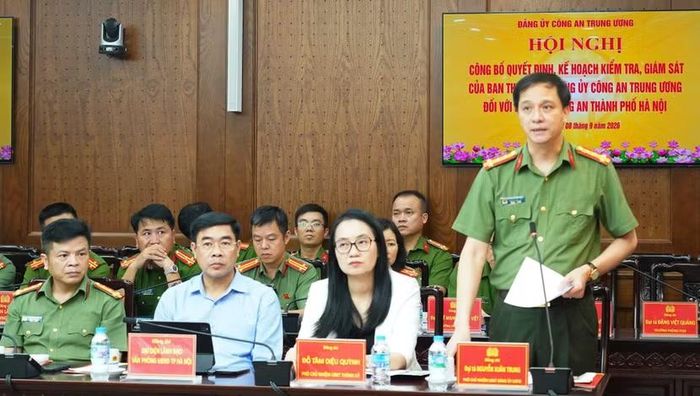 Đại tá Nguyễn Xuân Trung, Phó Chủ nhiệm UBKT Đảng ủy Công an Trung ương, Phó trưởng đoàn kiểm tra, giám sát số 01 công bố Quyết định, Kế hoạch kiểm tra, giám sát