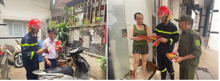 CBCS Đội CC&CNCH Khu vực số 9 phối hợp tổ an ninh cơ sở trên địa bàn phường Bạch Mai tuyên truyền, hướng dẫn, phát “Cẩm nang an toàn PCCC&CNCH”