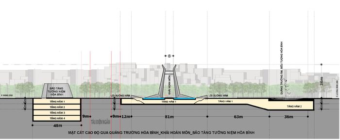  Bản vẽ mặt bằng tầng hầm được nghiên cứu. Ảnh: UBND TP Hà Nội. 