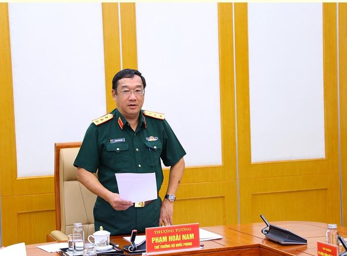 Thượng tướng Phạm Hoài Nam phát biểu kết luận buổi làm việc.