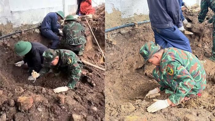 Tìm kiếm hài cốt liệt sĩ tại khu phố Thành Cổ, phường Quảng Trị. (Ảnh: Bộ Chỉ huy quân sự tỉnh Quảng Trị)