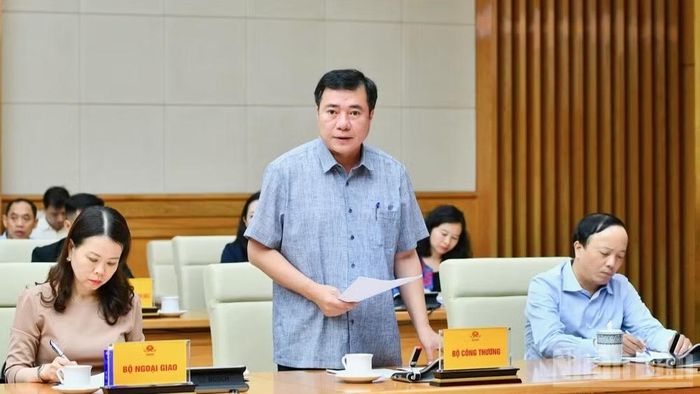  Thứ trưởng Công thương Nguyễn Sinh Nhật Tân phát biểu ý kiến tại cuộc làm việc. (Ảnh: THANH GIANG) 