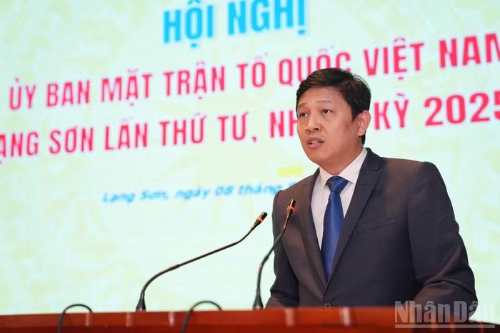 Đồng chí Vũ Hoàng Anh, Phó Bí thư Tỉnh ủy Lạng Sơn được hiệp thương giữ chức Chủ tịch Ủy ban Mặt trận Tổ quốc Việt Nam tỉnh Lạng Sơn, khóa XVI, nhiệm kỳ 2025-2030. (Ảnh: QUỐC ĐẠT)