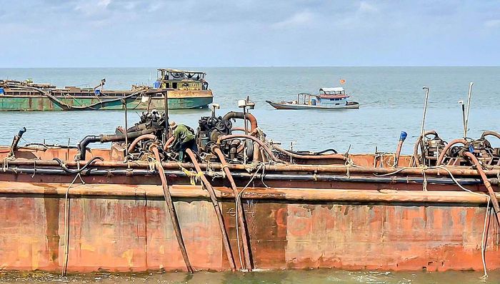 Mỏ cát biển ngoài khơi (tiểu khu B1.1 và B1.2) đầu tiên tại ĐBSCL được đưa vào khai thác từ tháng 6-2024 Ảnh: TUẤN QUANG