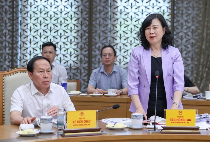 Bộ trưởng Bộ Y tế Đào Hồng Lan phát biểu tại cuộc họp. Ảnh: VIẾT CHUNG