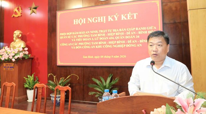Ông Nguyễn Minh Điền, Chủ tịch UBND phường Tam Bình phát biểu tại hội nghị. Ảnh: HT