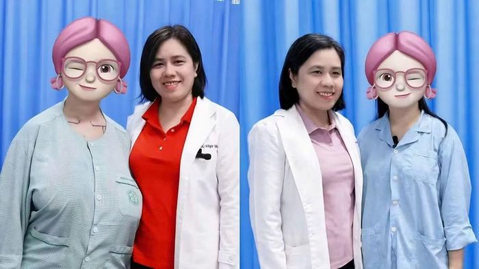 Bác sĩ chụp ảnh cùng bệnh nhân trước và sau điều trị - Ảnh BVCC