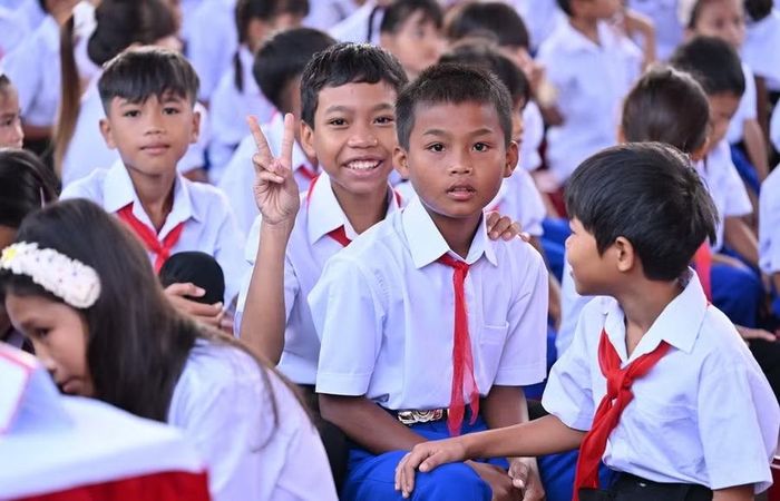 Học sinh ở Điểm trường Làng Cát, Trường Tiểu học & THCS Đakrông (Quảng Trị).