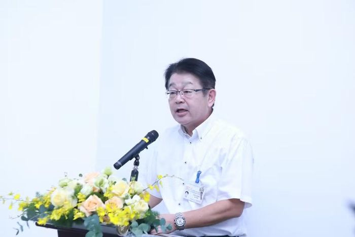 Ông Masahiro Hanji - Tổng Giám đốc Công ty Denso Việt Nam phát biểu tại lễ xuất quân.