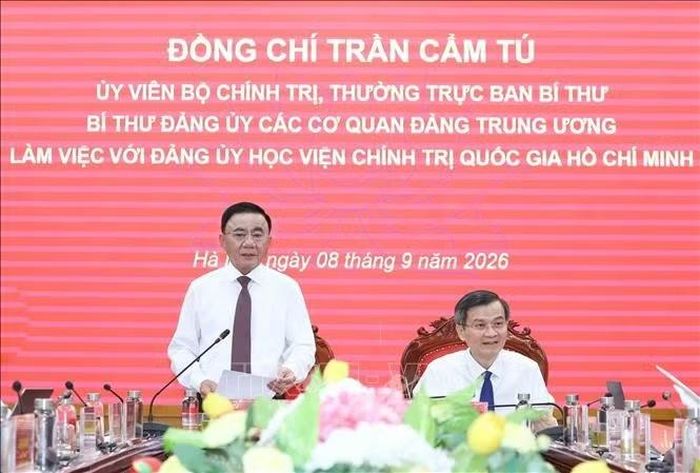 Thường trực Ban Bí thư Trần Cẩm Tú phát biểu chỉ đạo. Ảnh: TTXVN