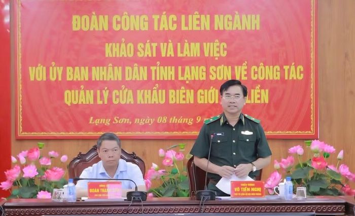 Thiếu tướng Võ Tiến Nghị, Phó Tư lệnh Bộ đội Biên phòng phát biểu tại hội nghị - Ảnh: BLS.