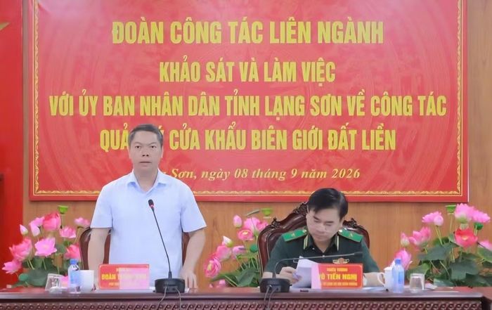 Phó Chủ tịch UBND tỉnh Lạng Sơn Đoàn Thanh Sơn phát biểu tại buổi làm việc - Ảnh: BLS.