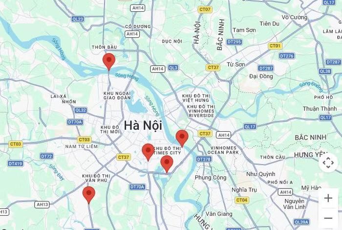 Dự án đầu tư xây dựng, lắp đặt hệ thống thiết bị cân kiểm soát tải trọng xe trên đường bộ thuộc địa bàn thành phố hiện đang được triển khai tại các vị trí, gồm: phía Bắc đầu cầu Thăng Long (huyện Đông Anh cũ); khu vực Km41+000 Quốc lộ 32; khu vực Km4+100 Quốc lộ 21; hai vị trí trên đê Nguyễn Khoái khu vực nút giao Nguyễn Khoái - Lĩnh Nam và một vị trí đường Đỗ Mười đoạn từ lối xuống đường Vành đai 3 đến nút giao Lĩnh Nam. Các vị trí dự kiến lắp đặt thiết bị cân kiểm soát trọng tải xe. Ảnh: Google Map