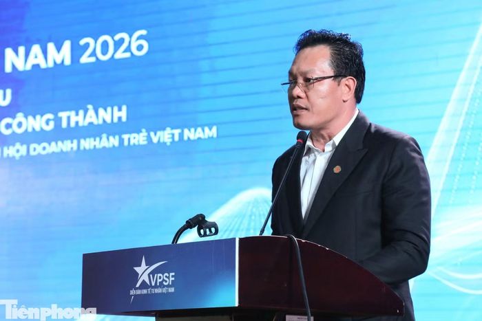 Ông Lưu Công Thành - Phó Chủ tịch hội doanh nhân trẻ Việt Nam phát biểu tại chương trình.