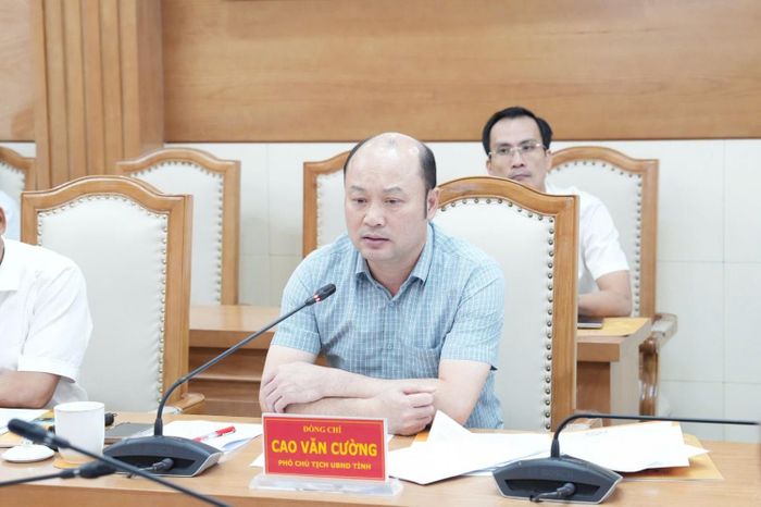 Đồng chí Cao Văn Cường - Tỉnh ủy viên, Phó Chủ tịch UBND tỉnh Thanh Hóa phát biểu tại buổi làm việc.