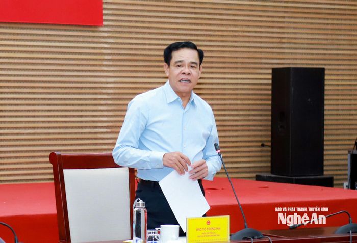 Đồng chí Võ Trọng Hải - Phó Bí thư Tỉnh ủy, Chủ tịch UBND tỉnh phát biểu ý kiến. Ảnh: Thành Duy