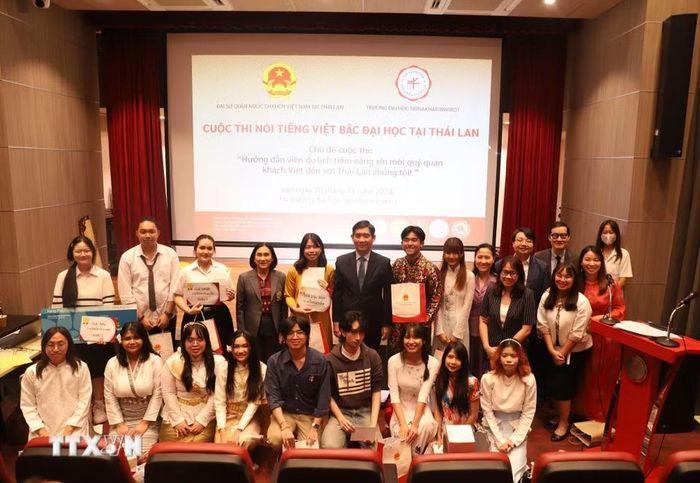 Cuộc thi nói tiếng Việt bậc đại học tại Thái Lan lần đầu tiên do trường Đại học Srinakharinwirot đăng cai tổ chức. (Ảnh: Đỗ Sinh/TTXVN)