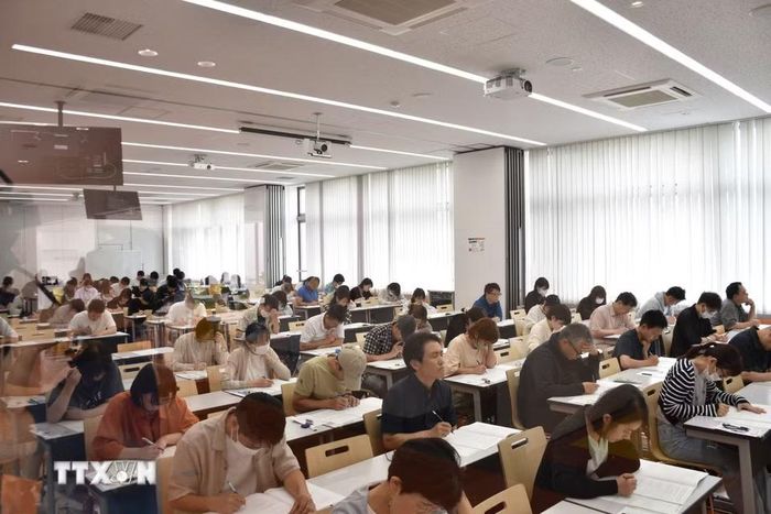 Hiệp hội Phổ cập, Giao lưu Ngôn ngữ các nước Đông Nam Á tại Nhật Bản tổ chức kỳ thi năng lực tiếng Việt lần thứ 7. (Ảnh: Nguyễn Tuyến/TTXVN)