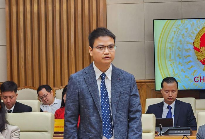 Ông Trần Đức Tùng, Phó tổng Giám đốc Công ty cổ phần Công nghệ Thế hệ mới Hanel PT đề nghị Chính phủ nghiên cứu chương trình tín dụng ưu tiên và hỗ trợ lãi suất cho doanh nghiệp điện tử. Ảnh: Chu Thanh Vân