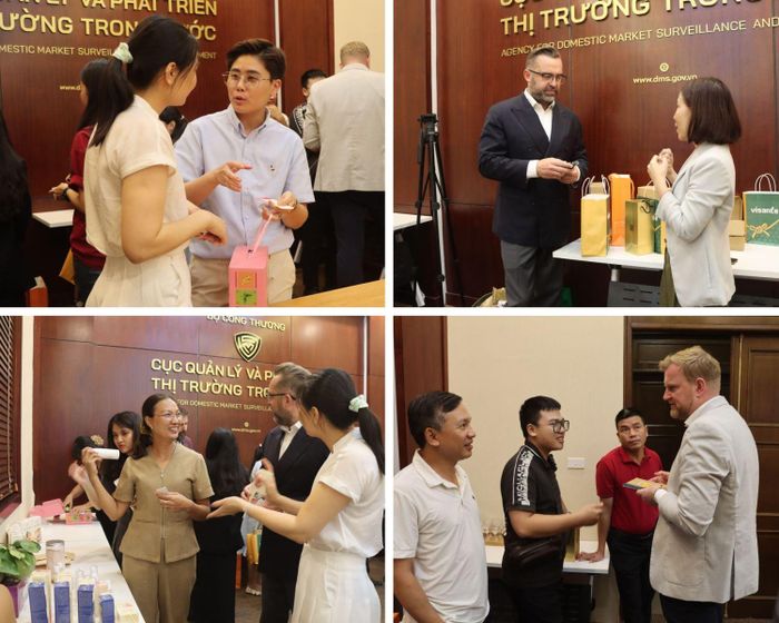Đại diện Doanh nghiệp hai nước tìm hiểu sản phẩm và kết nối trực tiếp.