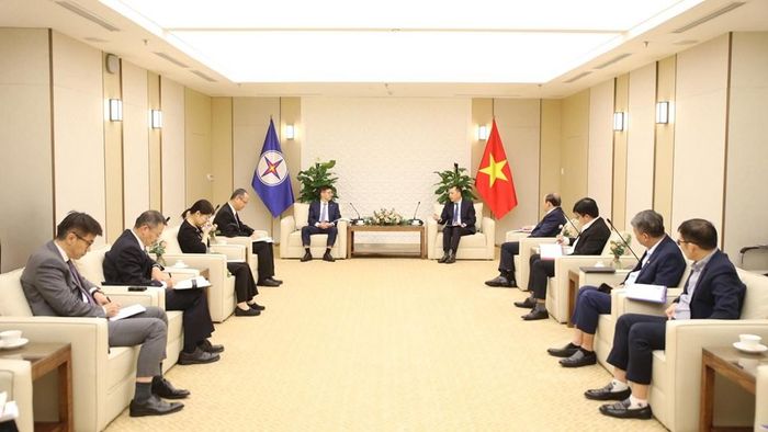 Buổi làm việc giữa Chủ tịch HĐTV EVN Đặng Hoàng An và Chủ tịch China Exim Bank Trần Hoài Vũ. Diệp Anh/Bnews.vn/Vnanet.vn