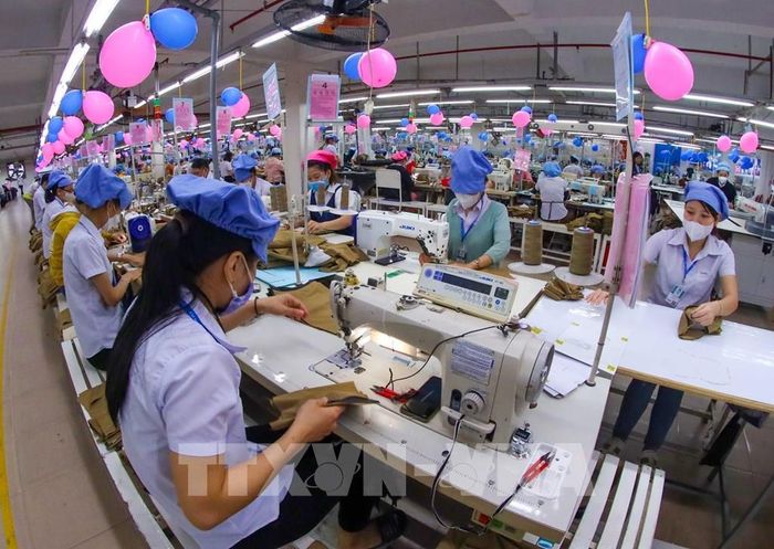 Công nhân sản xuất hàng may mặc tại Công ty Cổ phần Dệt May 29/3. Ảnh: Trần Lê Lâm – TTXVN