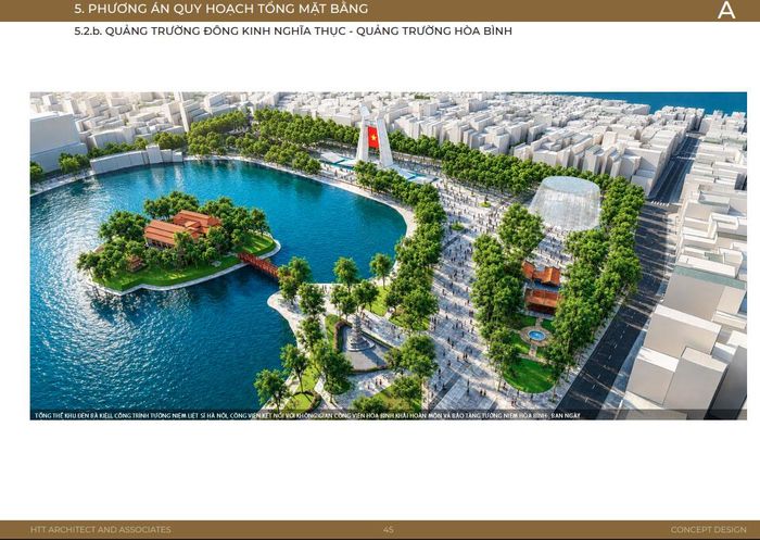 Phương án quy hoạch tổng mặt bằng Quảng trường Đông Kinh Nghĩa Thục - Quảng trường Hòa Bình