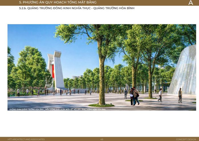 Phương án quy hoạch tổng mặt bằng Quảng trường Đông Kinh Nghĩa Thục - Quảng trường Hòa Bình
