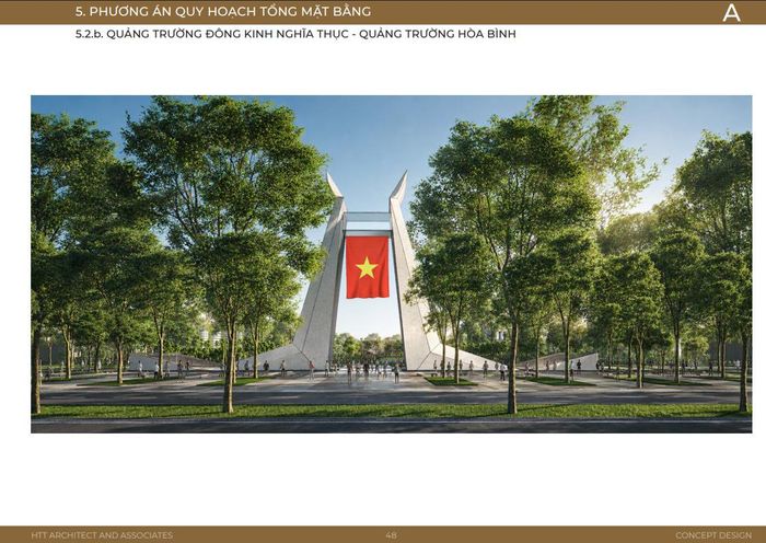 Phương án quy hoạch tổng mặt bằng Quảng trường Đông Kinh Nghĩa Thục - Quảng trường Hòa Bình