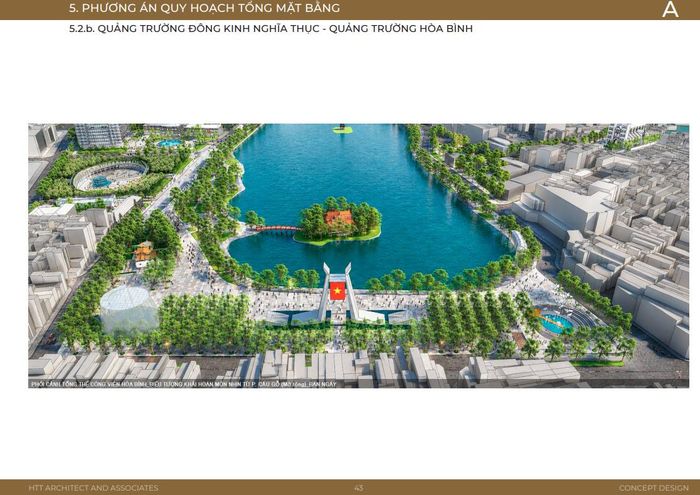 Phương án quy hoạch tổng mặt bằng Quảng trường Đông Kinh Nghĩa Thục - Quảng trường Hòa Bình