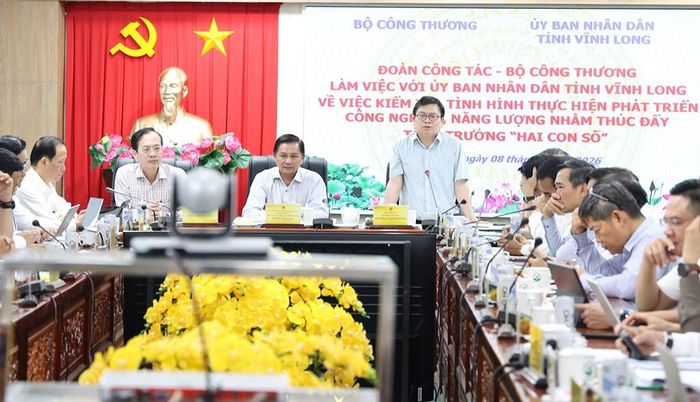 Thứ trưởng Bộ Công Thương Trương Thanh Hoài phát biểu tại buổi làm việc. Ảnh: Thắng Trung/BNEWS/TTXVN