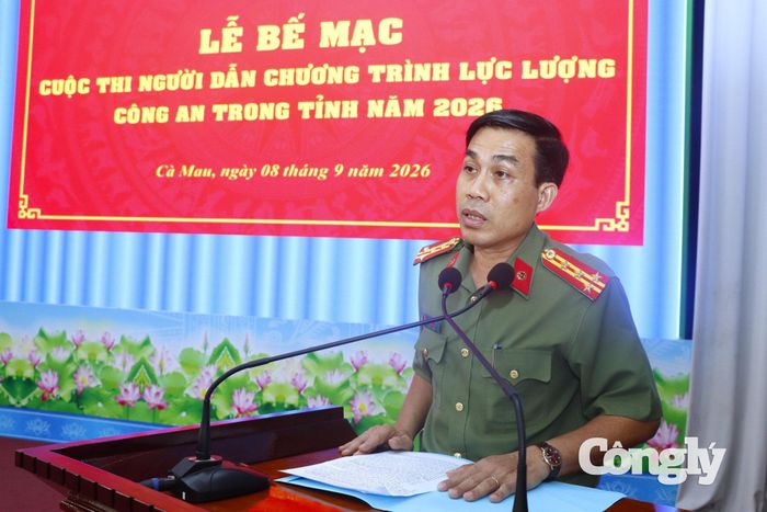 Đại tá Lê Tấn Vinh, Phó Giám đốc Công an tỉnh, Trưởng Ban Tổ chức phát biểu bế mạc Cuộc thi
