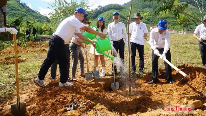Các đại biểu trồng cây sau lễ khởi động.